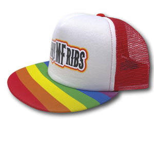 Shiny MF Ribs Rainbow Snapback Trucker Hat